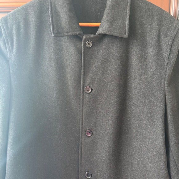 Cezani Wool Cashmere Blend Black Lightweight Pea Overcoat Men's Size Medium - Picture 2 of 14
